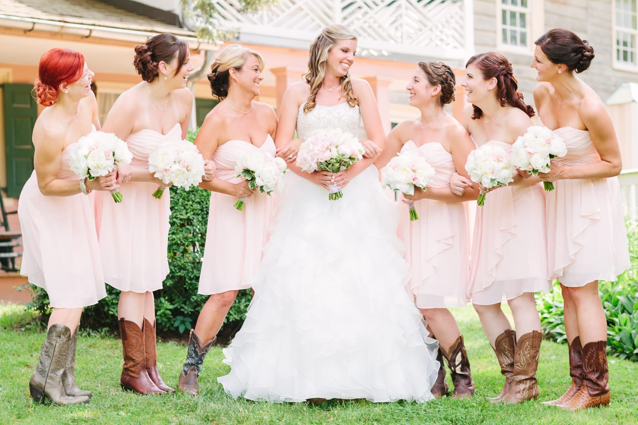 Historic Union Mills Homestead Rustic Wedding // Lauren Myers Photography #RusticWedding #BlushWedding #CowboyBoots #AllureBridals #Rustic