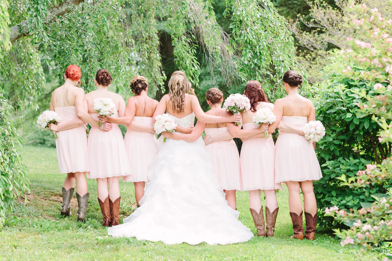 Historic Union Mills Homestead Rustic Wedding // Lauren Myers Photography #RusticWedding #BlushWedding #CowboyBoots #AllureBridals #Rustic
