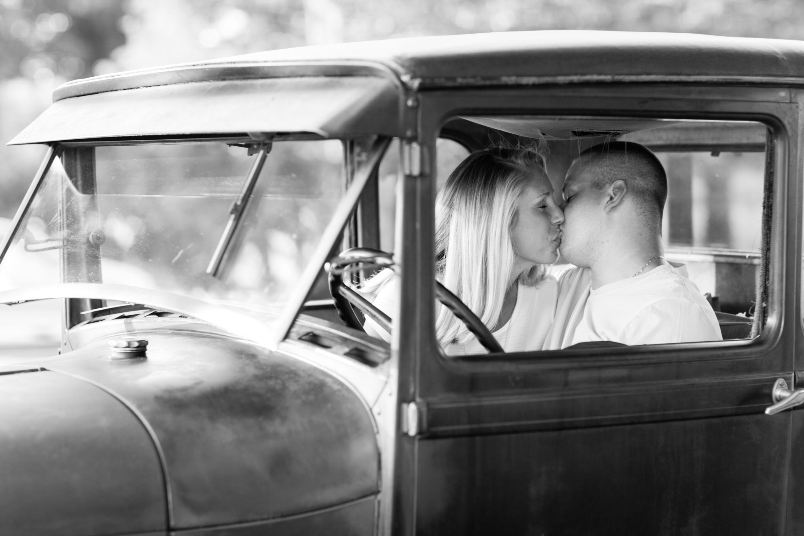Vintage Car Engagement Portraits by Lauren Myers Photography